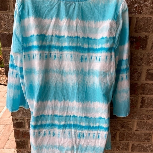 J Jill Tie Dye Pullover Top Pleated Front EUC Size Large - Picture 6 of 12